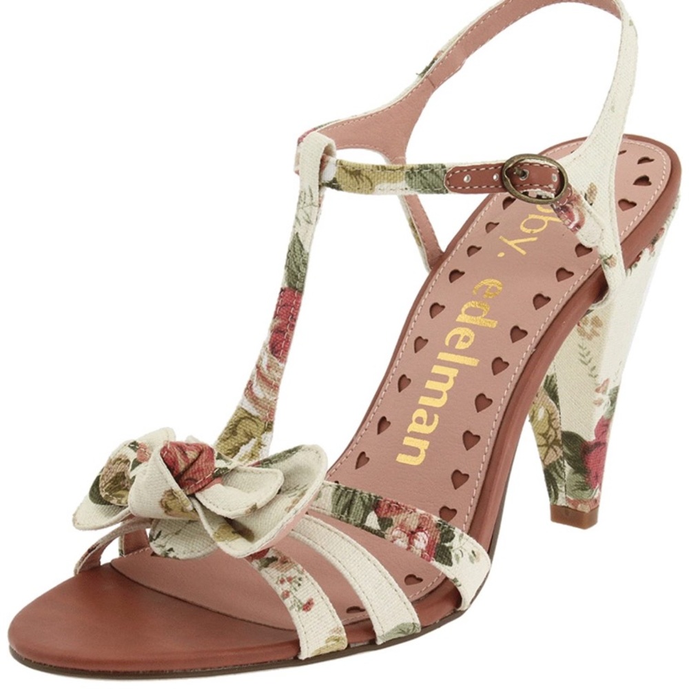 Libby.Edelman floral fabric heels